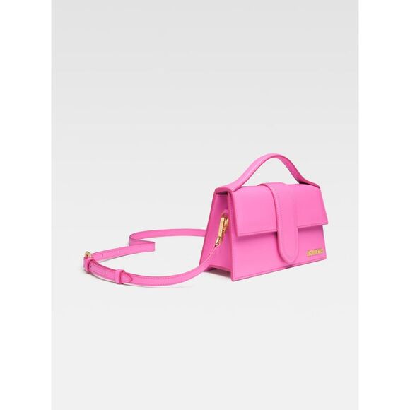Jacquemus Neon Pink Leather Le Grand Bambino Women's Handbag - Picture 2 of 6